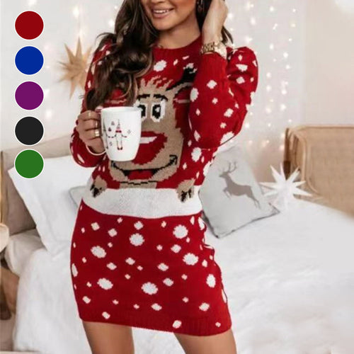 Pulloverkleid mit Weihnachtsdruck