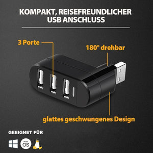Multifunktionaler Mini drehbarer 3-Port USB-Anschluss