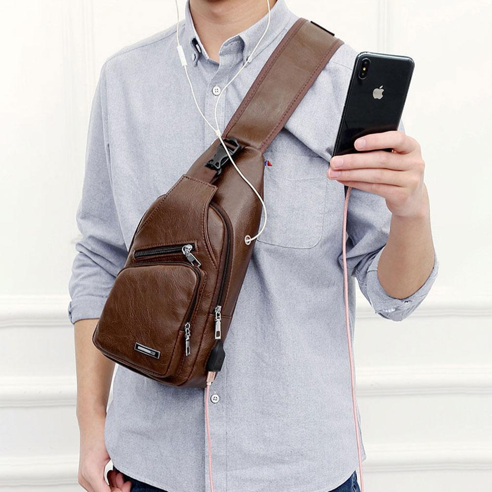 Schultertasche Crossbodytasche für Herren mit USB-Ladeanschluss